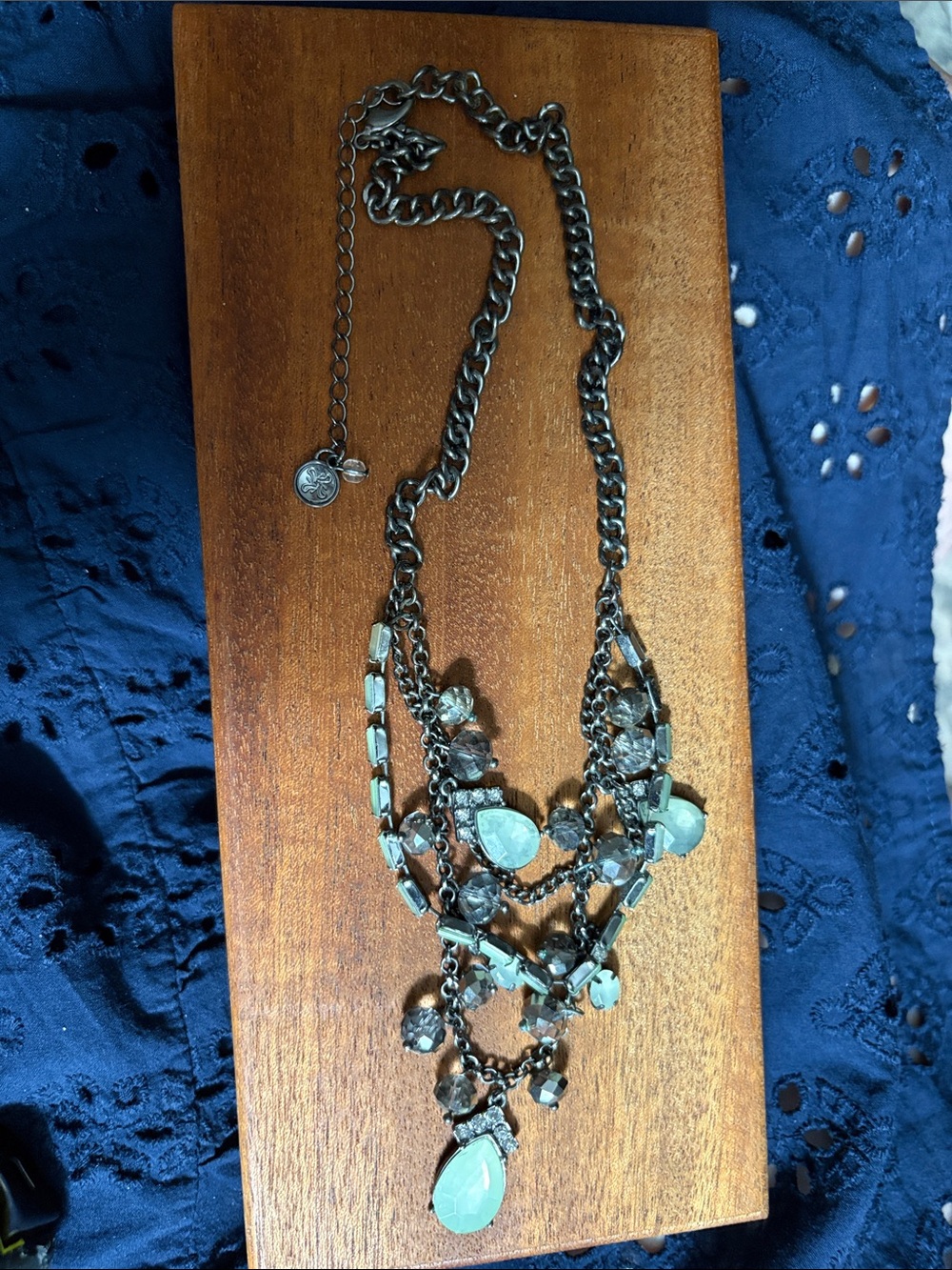 Simply Vera Wang Multi-Strand Teardrop Necklace with Light Green Stones